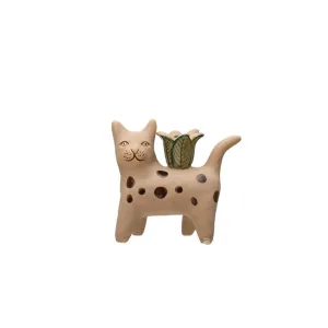 Handpainted Stoneware Cat Taper Holder / Assorted Styles