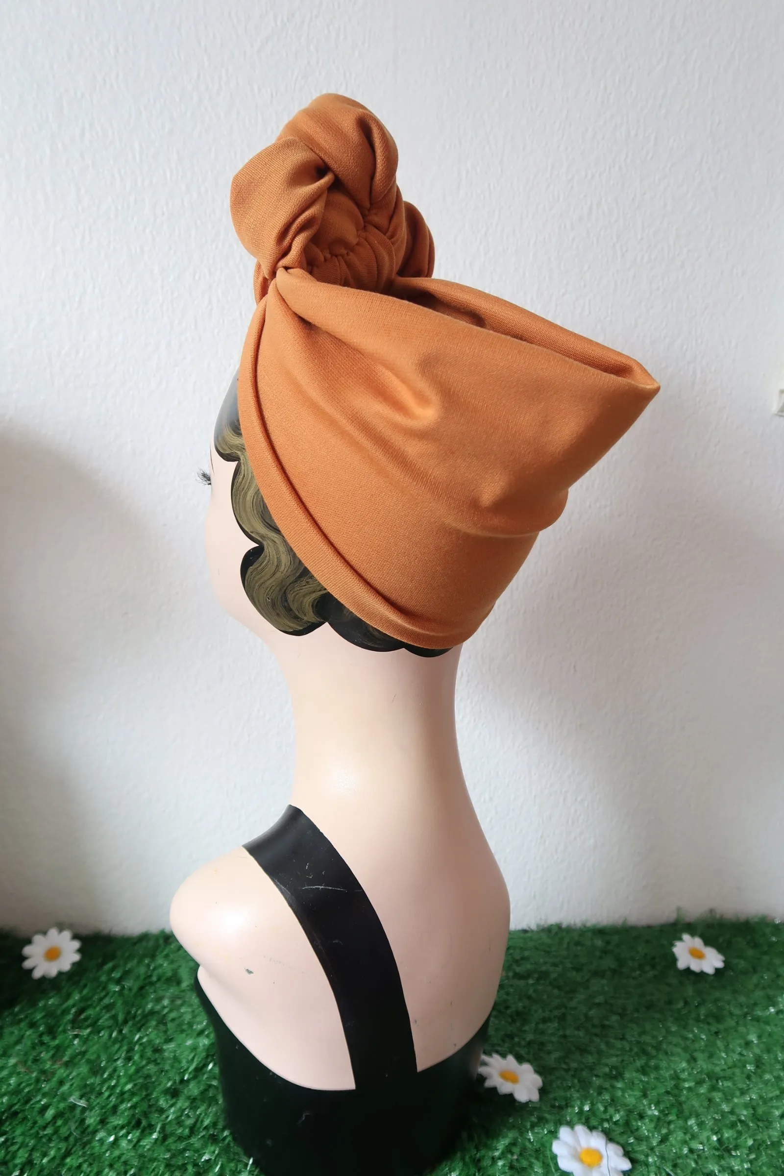 Made To Order: SLOUCHY KNOT Vintage Style Pre-tied Headband in 8 colours: red, black, leopard, olive green, mustard, rust, grey & navy