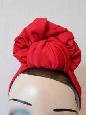 Made To Order: SLOUCHY KNOT Vintage Style Pre-tied Headband in 8 colours: red, black, leopard, olive green, mustard, rust, grey & navy