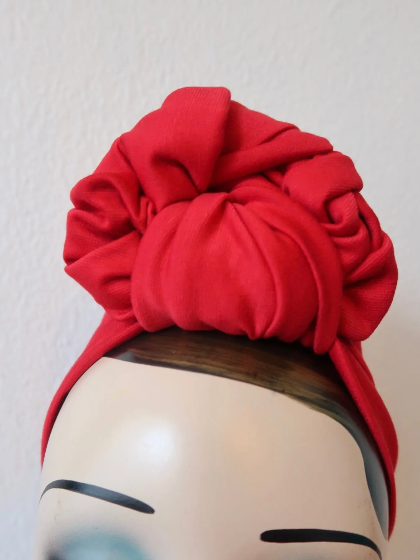 Made To Order: SLOUCHY KNOT Vintage Style Pre-tied Headband in 8 colours: red, black, leopard, olive green, mustard, rust, grey & navy