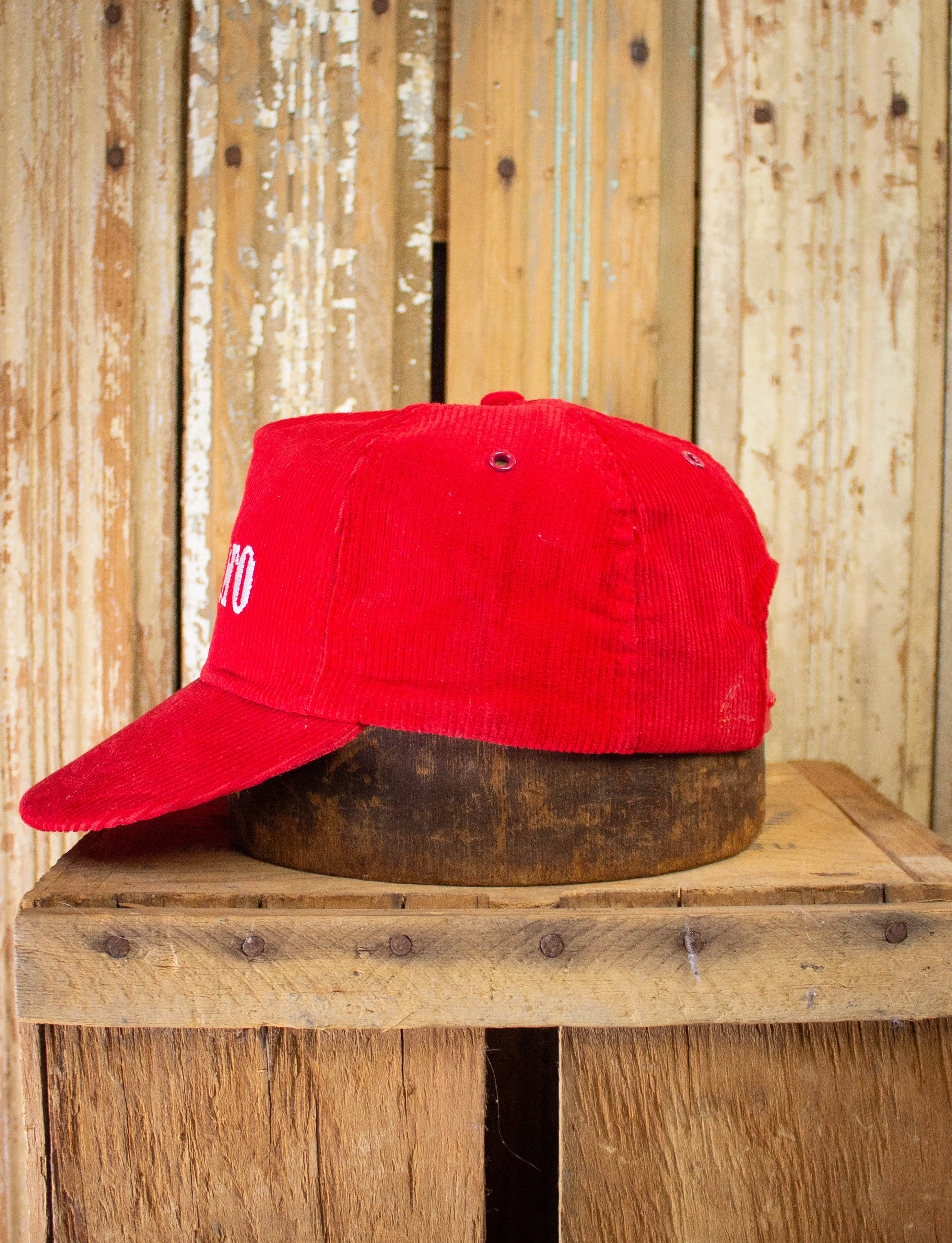 Vintage 80s Red Corduroy Malboro Snapback Hat