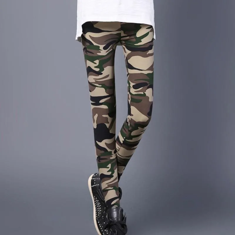 Women Elastic Design Vintage Graffiti Floral Patterned Print Leggings